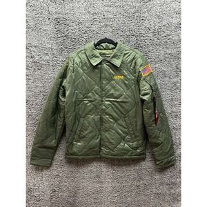 Alpha Industries Quilted Storm Nylon MA-1 Cruiser Jacket Olive Green Mens Size S